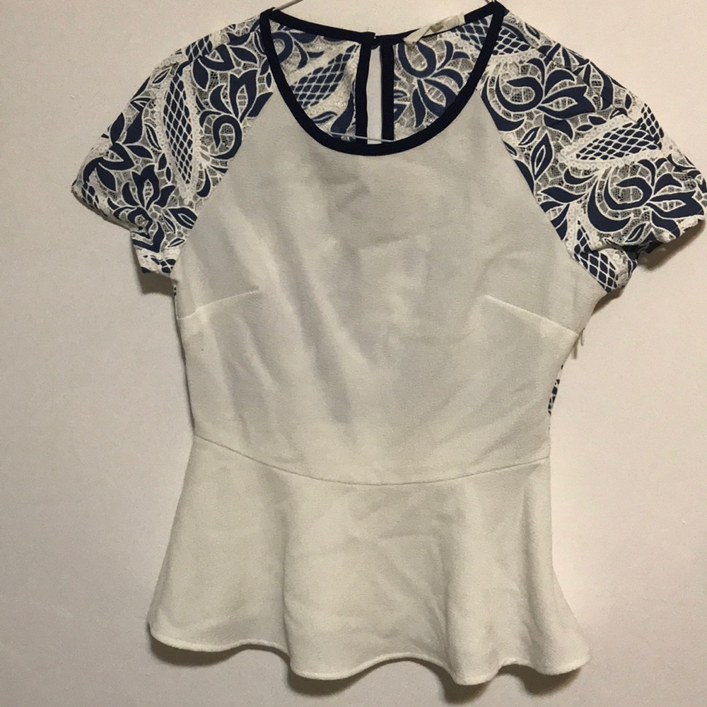 White and Navy Top